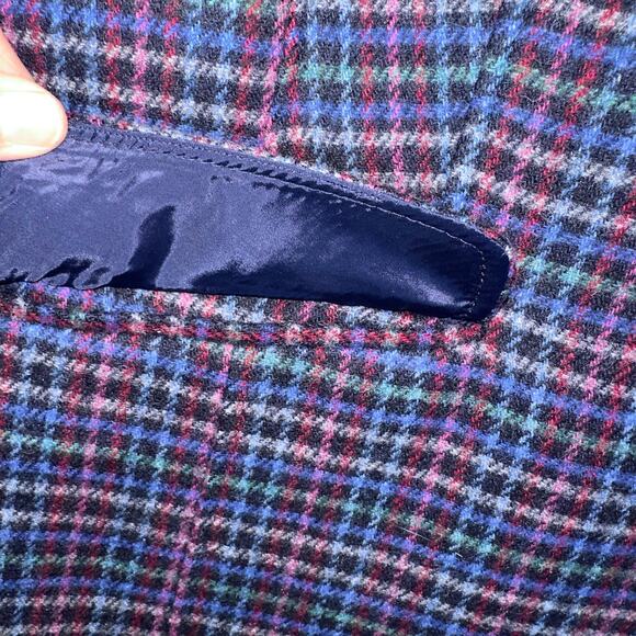 Talbots Blazer Women 16 Blue Mistletoe Plaid Shetland Wool True Classic Timeless - Picture 7 of 16